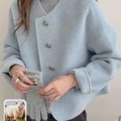 Resim Kadın 70% Yün Çift Taraflı Tweed Ceket - Şık Düz Renk Kısa Kırpılmış Hırka, Düğme Önü, Uzun Kollu ve Göğüs Cebi, Sonbahar ve Kış Modası için Mükemmel, Şık Hediye Fikri, Sonbahar Kış Giyim | Şık Kırpılmış Hırka | Düğme Önü Ceket 