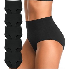 Resim Ruicoo Doğum Sonrası Bel Desteği Yüksek Bel Pamuklu Altı Çamaşırı - S Beden, Siyah, 5'li Paket 