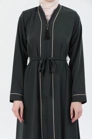 Resim Biye Detaylı Abaya Ferace Haki | 206709 - 44 / Haki 