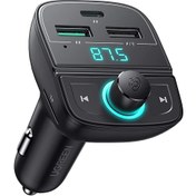 Resim Ugreen Bluetooth 5.0 PD QC 3.0 Micro SD TF Kart Okuyuculu Araç Çakmaklık Şarj Cihazı FM Verici Transmitter 