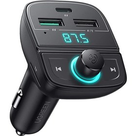 Resim Ugreen Bluetooth 5.0 PD QC 3.0 Micro SD TF Kart Okuyuculu Araç Çakmaklık Şarj Cihazı FM Verici Transmitter 