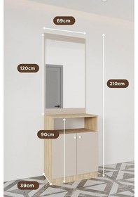 Resim Evora 3 Modern Portmanto Askılı Ayakkabılık Vestiyer Vizon - Lefkas Vizon 