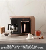 Resim Karaca 5 i 1 arada Közde ve Sütlü Türk Kahvesi - 10 Fincan Kapasite - Çay, Filtre Kahve Makinesi 