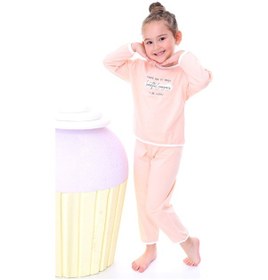 Resim Kız Çocuk %100 Pamuk Desenli Rahat Pijama Takımı-yumuşak Ve Cilt Dostu Somon 
