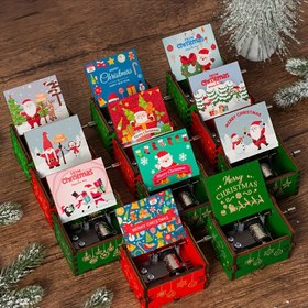 Resim 1 Adet Ahşap El Krank Müzik Kutusu - Oyulmuş Mini Vintage Müzik Kutusu Noel, Yılbaşı, Sevgililer Günü İçin - Elektrik Gerektirmez, Tüysüz - Erkekler ve Kadınlar İçin İdeal Hediye 