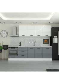 Resim 275 Cm Mutfak Dolabı Mdf Kapak Tezgah Dahil Yrkn275 98 Gri 