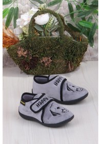 Resim Fort 3426 Gz Köpek Figürlü Anaokulu Kreş Ev Erkek Çocuk Panduf Ayakkabı Gri 