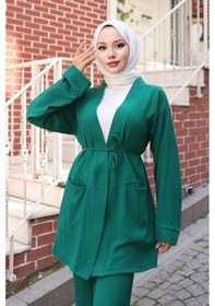 Resim Misskayle Cep Detaylı Kimono Takım Yeşil Yeşil 