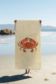 Resim Dijital Baskı Plaj Deniz Havlusu Yengeç Desenli Peştamal HVL0122 