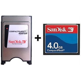 Resim Sandisk Pcmcia Cf Adaptör + 4 Gb Cf Kart Compact Flash Cnc Kart 