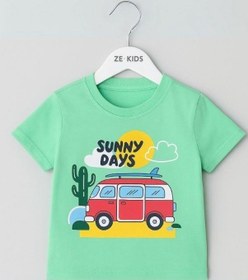 Resim Divonette Erkek Bebek Sunny Days Baskılı T-shirt-15697 Yeşil 