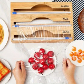 Resim Kolay Kayar Kendinden Yapışkanlı Gıda Saklama Torbası Kesici - Plastik Sarma, Alüminyum Folyo & Pergament Ruloları için Mükemmel - Verimli Gıda Ambalajı için Mutfak Düzenleyici 