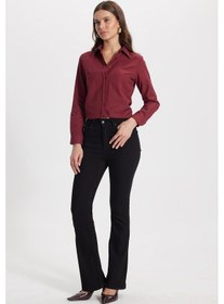 Resim Tudors Kadın Regular Fit Klasik Kesim Pamuklu Likralı İspanyol Paça Siyah Jean Kot Pantolon-50789 