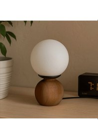 Resim Lighting Opal Cam Top Abajur - Ceviz / Beyaz - 26x15x15 Cm Çok Renkli 