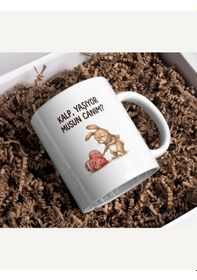 Resim "kalp, Yaşıyor Musun Canım " Esprili Tavşan Tasarım Kupa 