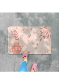 Resim Dijital Baskılı Desenli Dekoratif Dış Kapı Önü Ve Iç Mekan Paspası Yıkanabilir Kaymaz Taban Pembe 