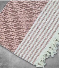 Resim Buldan Işi Kolları Örten Tekli Ve Üçlü Pamuk Dokuma Çekyat Koltuk Örtüsü Takımı 3-3-1-1 Kiremit 