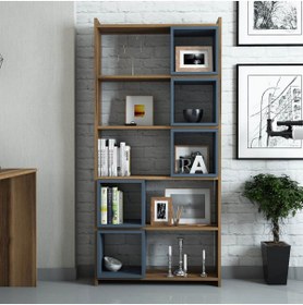Resim Variant Mobilya Box Kitaplık - Ceviz / Mavi 