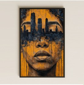 Resim Şehir Silüetli Portre Tasarımlı Şeffaf Pleksi Tablo 