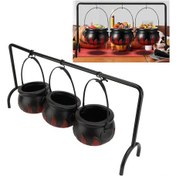 Resim Hangfox Halloween Cadı Kastrı Şeker Servis Tabağı Dekorasyon Seti - Kolay Montajlı Plastik Parti Süs Aleti Ev Dekoru 