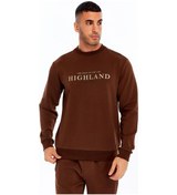 Resim Arma Erkek Slim Fit Scuba Interlok Bisiklet Yaka Yazı Baskılı Sweatshirt K30124685002 Kahverengi 