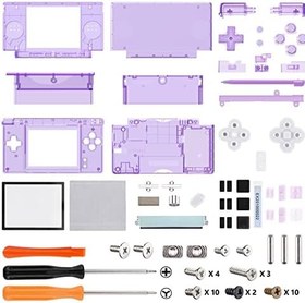 Resim eXtremeRate Nintendo DS Lite NDSL için yedek kılıf, tam kılıf ve düğmeler ve ekran koruyucu kabuk aksesuarı, Nintendo DS Lite el oyun konsolu için (şeffaf lila) – Konsol YOK 