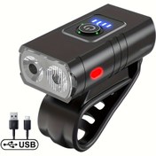 Resim 1 Adet/2 Adet Yeni USB Şarjlı LED Bisiklet Işığı, Güç Göstergeli Dağ Bisikleti Farı, Bisiklet Ekipmanı 
