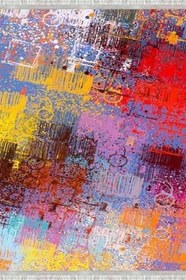 Resim Pastel Westa Kaymaz Tabanlı Yıkanabilir Antibakteriyel Dijital Baskı Pastel Halı Kilim, PS-6024A-WST-100X400 