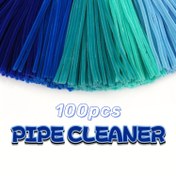 Resim 100 adet Mavi Serisi Yenilenmiş Chenille Twist Stick, Işık Göl Mavisi, Derin Göl Mavisi, Kraliyet Mavisi, Soya Yeşili, Tavuskuşu Mavisi içerir, Kendin Yap Sanat Yaratıcı El Yapımı -kış, yeni yıl 