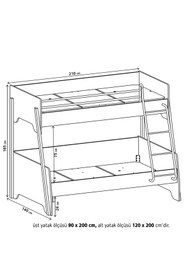 Resim benim odam Loft Genç Odası Geniş Ranza 90 x 200 / 120 x 200 