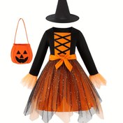 Resim Sonbahar Cadılar Bayramı Moda Elbise + Kemer, Gece Çıkışları İçin Uygun Gündelik Yazlık Elbise, Halloween Kostümü, Şenlikli Etkinlik Giysisi, Tatil Partisi Üniforması, Şık Haloween Outfit'i, Şeffaf Detaylı Elbise, Rahat Pantolonlu Elbise, Kaliteli Dikişli İnci Takımı ile Hazırlandığınız İkili Set 
