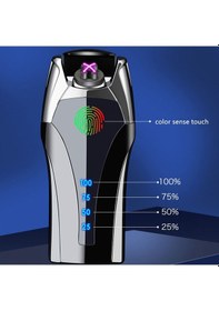 Resim Dokunatik Led Göstergeli Usb Şarjlı Tesla Çakmak Siyah 