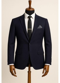 Resim Erkek İtalyan Kesim Tek Düğmeli Blazer Ceket Klasik Ve Modern Şıklık Lacivert 