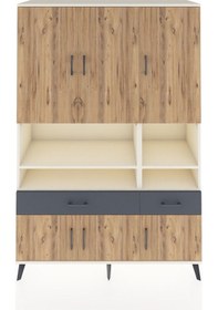 Resim Hyperion Dolap 8 Raflı 2 Çekmeceli 6 Kapaklı 132x44x195 Aytaşı-çam/antrasit Atlas Çam/antrasıt 