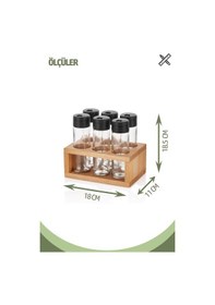 Resim Lisa 6'lı Ahşap Stantlı Baharatlık Seti 