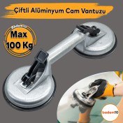 Resim Çiftli Vakumlu Alüminyum Cam Vantuzu Fayans Ahşap Metal Tutucu Taşıma Araba Kaporta Göcük Çektirme 2 