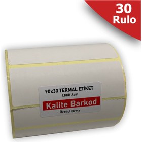 Resim Kalite Barkod 90x30 Termal Etiket 30 Rulo Barkod Etiketi 