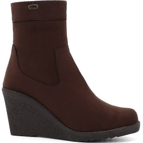 Resim Gönderi R Kadın Kahve Süet Fermuarlı Dolgu Topuklu Bot Gkzb13420416 Kahve 