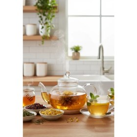 Resim UltraMint Şeffaf Cam Süzgeçli Demlik 400ML, Sağlıklı ve Şık Çay Demleme Aracı 