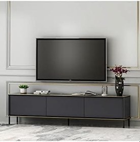 Resim TV Sehpası Kozan Antrasit Mermer Desen 180 cm 