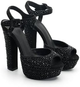Resim Jabotter Nifty Taşlı Süet 14 Cm Platform Topuklu Ayakkabı 