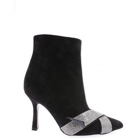 Resim Dgn 5725-424 Çarpaz Taş Detayli Kadin Topuklu Bot 5725-424-R1680 Siyah 