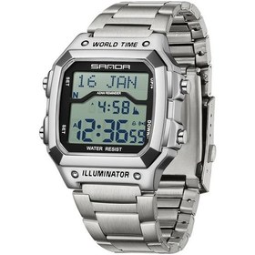 Resim Oldfriend Sanda Erkek Kol Saati Kare Dijital Gösterim Paslanmaz Çelik Kayış Alarm Kronometre Tarih Diğer 