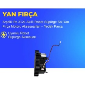 Resim Ümit Maker Arçelik Rs 3121 Akıllı Robot Süpürge Sol Yan Fırça Motoru Aksesuarları – Yedek Parça 