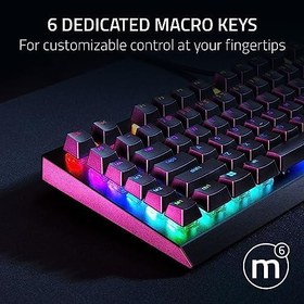 Resim Razer BlackWidow V4 X (Sarı Anahtar) - Razer Chroma RGB'li Mekanik Oyun Klavyesi (Sessiz Mekanik Anahtarlar, 6 Özel Makro Tuşu, Doubleshot ABS Tuş Başlıkları) ABD Düzeni | Siyah 