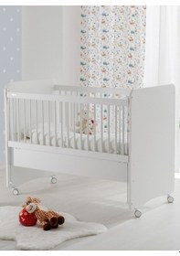 Resim Bw1065 - Pratik Kademeli Anne Yanı Tekerlekli Beşik Beyaz 60x120 Beyaz 