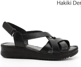 Resim GÖNDERİR Kadın Cırt Bantlı Dolgu Topuk Hakiki Deri Sandalet DYZA65145041 