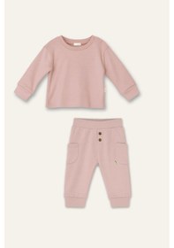 Resim Mininio Unisex Bebek Organik İkili Takım - Pudra Pudra 
