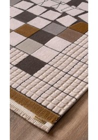 Resim By Özer Halı Krem Renk Vizon Desenli Modern Stil Majolika Halı Alvin Al06a Salon Halısı Çok Renkli 