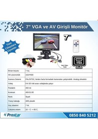 Resim 7" Vga Ve Av Girişli Araç Monitörü 